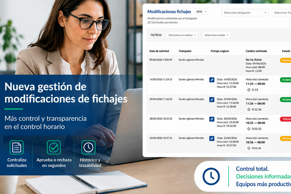 Nueva sección para gestionar modificaciones de fichajes en Fitxem